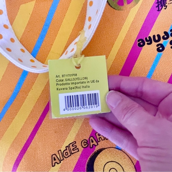 NWT Carpisa Canvas Tote Bag Yellow Gold Animals Friend. Help Save Turtles - Picture 8 of 9